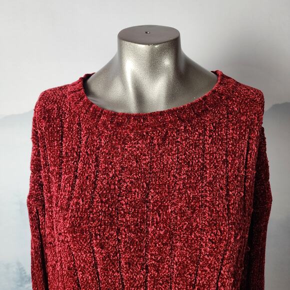 Seven7 Chenille Crew Neck Zinfandel Sweater | Women's M - Picture 2 of 13